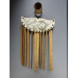 AN UNUSUAL BONE AND BAMBOO WIND CHIME, with scrimshaw type embellishment, W 10.5 cm, H 20