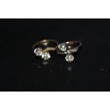 TWO 9CT GOLD DRESS RINGS, approx combined weight 4.9g, ring size N 1/2 and R