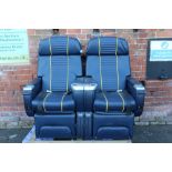 A PAIR OF VINTAGE FIRST CLASS AIRPLANE SEATS FROM A QANTAS 747 JUMBO JET, on original cast
