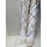 A PAIR OF NEW CARVELA GLYDA2 NUDE SUEDETTE OCCASSIONWEAR BOOTS, size 37, complete with box