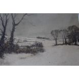 EDGAR THOMAS HOLDING (1870-1952). A wooden winter landscape 'A Wintery Day in Smog on Heath