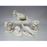 A COLLECTION OF NINETEENTH CENTURY COPELAND PARIAN WARE ANIMAL FIGURES, to include two mice figures,