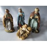 St Mary's Abbey - A SELECTION OF EARLY / MID 20TH CENTURY PLASTER NATIVITY FIGURES, tallest H 30 cm,