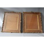 A PAIR OF 19TH CENTURY DECORATIVE GOLD WATERCOLOUR FRAMES, with wooden and gold slips, glazed, frame