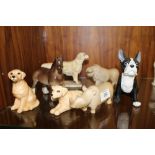 A SELECTION OF SEVEN ASSORTED ANIMAL FIGURES TO INCLUDE GOLDEN LABRADORS