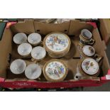 A TRAY OF HAND PAINTED JAPANESE TEA WARE WITH FIGURE OF A LADY IN THE BASE OF THE CUPS