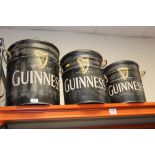 THREE GRADUATING GUINNESS STORAGE STOOLS