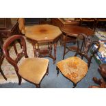 TWO EDWARDIAN MAHOGANY OCCASIONAL TABLES AND TWO ANTIQUE CHAIRS (4)