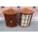 TWO SMALL REPRODUCTION MAHOGANY CORNER CABINETS