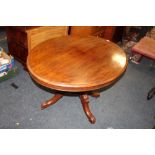 A LATE VICTORIAN MAHOGANY TILT-TOP OVAL TABLE