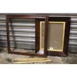 TWO 19TH CENTURY ROSEWOOD FRAMES WITH GOLD SLIPS, frame w 3.5 and 5.5 cm, rebates 46 x 43 cm & 37