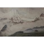 A FRAMED AND GLAZED ALPINE SCENE WATERCOLOUR, BY FRANCIS DA PONTE PLAYA, SIGNED AND DATED LOWER LEFT