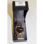 A BOXED SEKONDA DAY DATE WRISTWATCH WITH BLACK DIAL