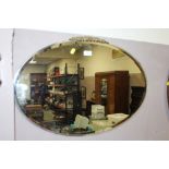 A VINTAGE ART DECO STYLE OVAL WALL MIRROR W-74 CM