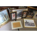 A QUANTITY OF PICTURES AND PRINTS TO INCLUDE HUNTING PRINTS