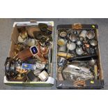 TWO TRAYS OF ASSORTED METALWARE ETC
