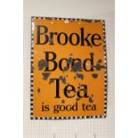 A VINTAGE BROOKE BOND TEA ENAMEL ADVERTISING SIGN 101.5 CM BY 76 CM