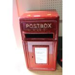 A REPRODUCTION CAST IRON POST BOX, WITH KEY