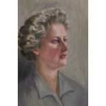 A FRAMED OIL ON BOARD PORTRAIT OF A LADY, OVERALL HEIGHT 53 CM