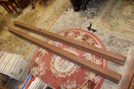 TWO LENGTHS OF IRISH MAHOGANY HAND RAIL 2.5M LONG. Reportedly left over from the refit of the