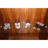 FOUR BOXED HADELAND NORWAY GLASS FIGURES AND NAPKIN HOLDERS