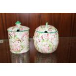 TWO LIDDED SHELLEY PRESERVE POTS