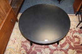 A MODERN IKEA CIRCULAR EBONISED COFFEE TABLE DIA. 90 CM