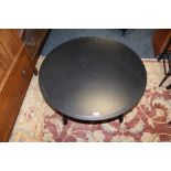 A MODERN IKEA CIRCULAR EBONISED COFFEE TABLE DIA. 90 CM