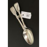 A PAIR OF HALLMARKED SILVER FIDDLE PATTERN TABLE SPOONS, MAKERS MARK MC, LONDON 1835, APPROX