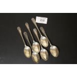 A SET OF SIX HALLMARKED SILVER COFFEE SPOONS