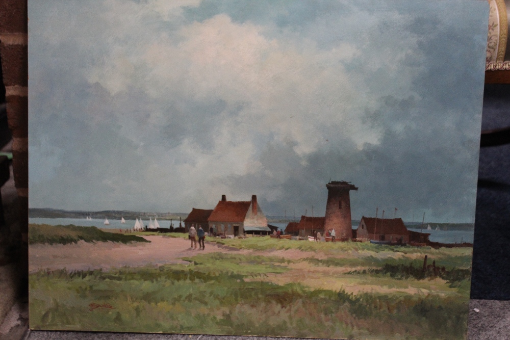 M J COATES (XX). Norfolk Broads, signed lower left, oil on board, unframed, 47 x 61 cm - Image 2 of 3