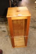 A PINE AND GLASS DESK TOP DISPLAY CABINET
