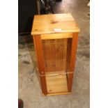 A PINE AND GLASS DESK TOP DISPLAY CABINET