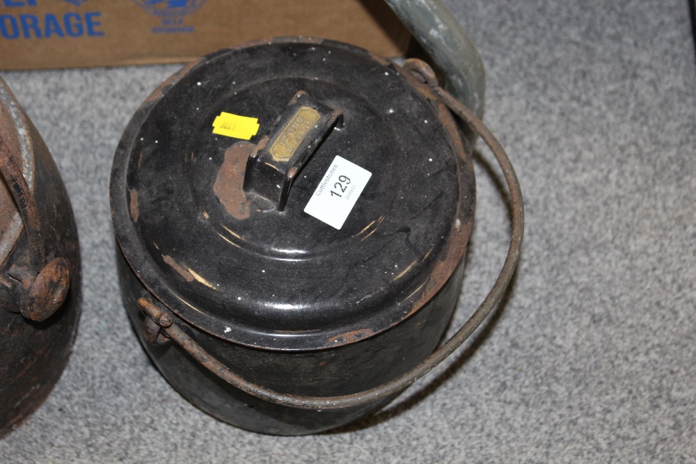 TWO ANTIQUE LIDDED STOVE POTS - Image 2 of 3
