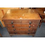 A 19TH CENTURY OAK FIVE DRAWER CHEST OF SMALL PROPORTIONS H-88 W-94 CM A/F