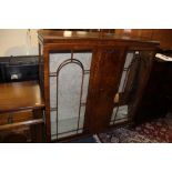 A REPRODUCTION WALNUT GLAZED DISPLAY CABINET W-123 CM