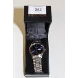 A BOXED SEKONDA DAY DATE WRISTWATCH WITH BLUE DIAL