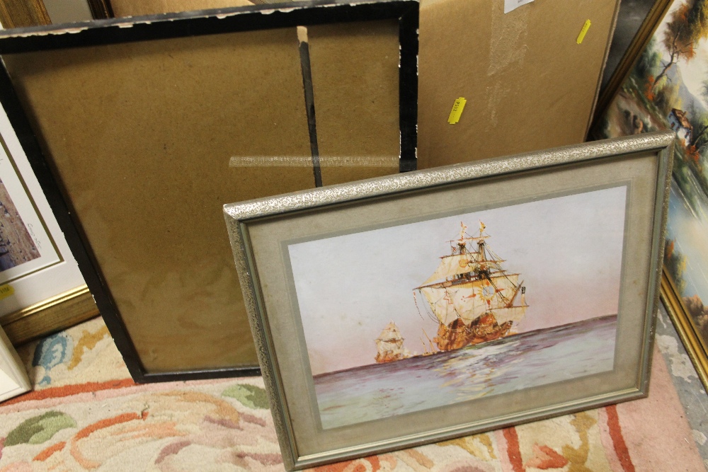 TWO BOXES OF VINTAGE PICTURE FRAMES AND PRINTS ETC. - Image 2 of 3