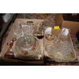 TWO TRAYS OF ASSORTED GLASSWARE TO INCLUDE CUT AND ETCHED EXAMPLES