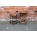 TWO VINTAGE OAK BARLEYTWIST OCCASIONAL TABLES