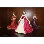 THREE COALPORT FIGURINES CONSISTING OF LAUREN, LADIES OF FASHION JENNY AND ANOTHER