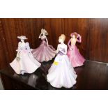 FOUR COALPORT FIGURINES CONSISTING OF LADIES OF FASHION ETERNAL LOVE, BARBARA ANN AND HELENA