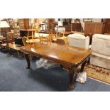 AN EDWARDIAN MAHOGANY EJ. RILEY SLATE BED SNOOKER / DINING TABLE, WITH FOUR LEAVES - TO INCLUDE