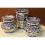 A PAIR OF CHARLOTTE RHEAD CROWN DUCAL VASES TOGETHER WITH ANOTHER (3)