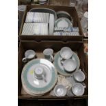 TWO TRAYS OF WEDGWOOD HOME AZTEC PATTERN TEA AND DINNERWARE