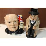 A ROYAL DOULTON WINSTON CHURCHILL SPECIAL EDITION CHARACTER JUG TOGETHER WITH A WINSTON CHURCHILL