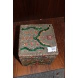 A DECORATIVE JEWELLED LIDDED BOX, H 16 CM
