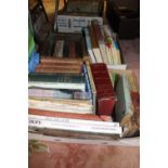 TWO TRAYS OF VINTAGE BOOKS AND ANNUALS TO INCLUDE THE AMATEUR MECHANIC BOOKS, ART INTEREST ETC