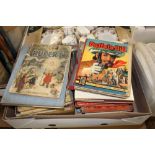 A BOX OF VINTAGE ANNUALS TO INCLUDE EAGLE ANNUALS, RUPERT THE BEAR