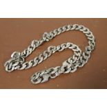 A LARGE STERLING SILVER CURB LINK NECK CHAIN, APPROX WEIGHT 88.5 G